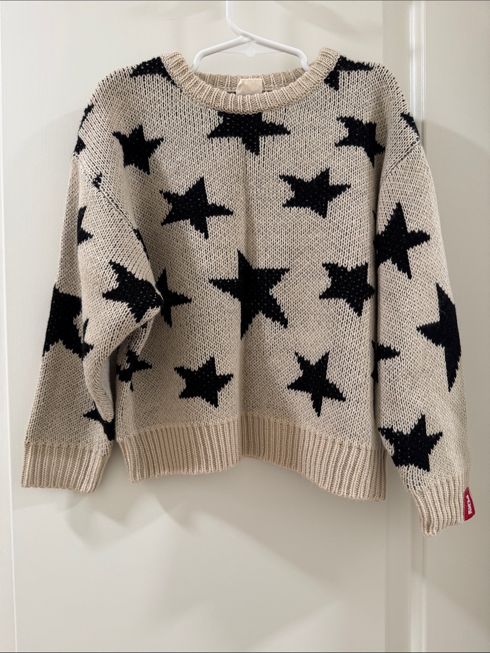 Japan Star Pattern Crewneck Sweater - Beige/Black